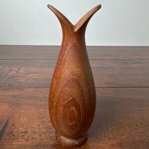 Vintage Hand-Carved Wooden Vase